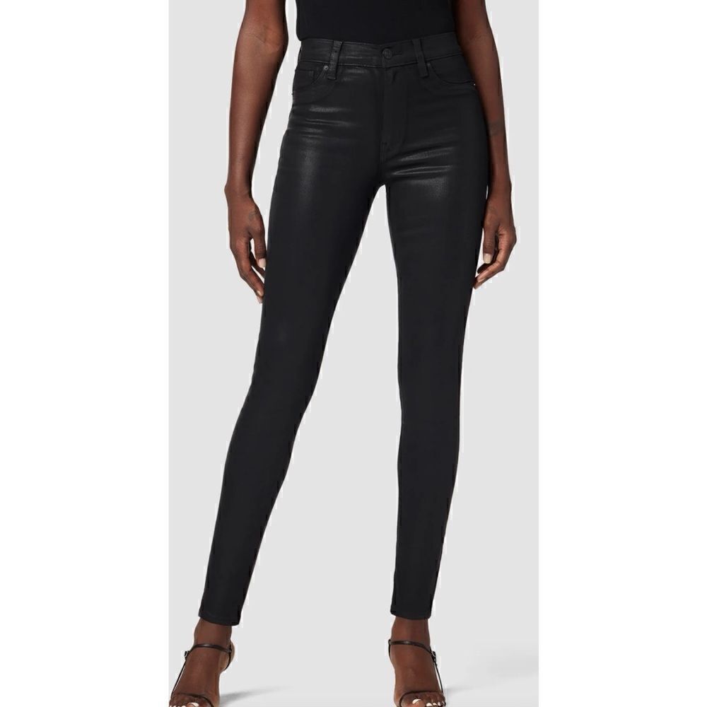 Hudson Jeans High-Rise Coated Black Skinny Jeans